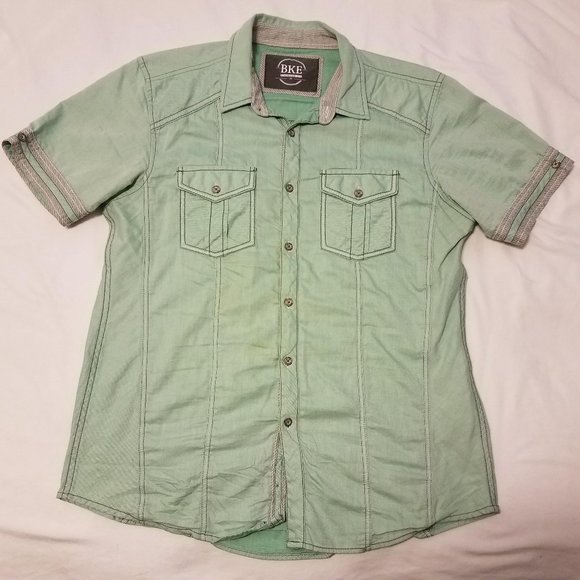 BKE Denim light green button down shirt - Picture 1 of 3